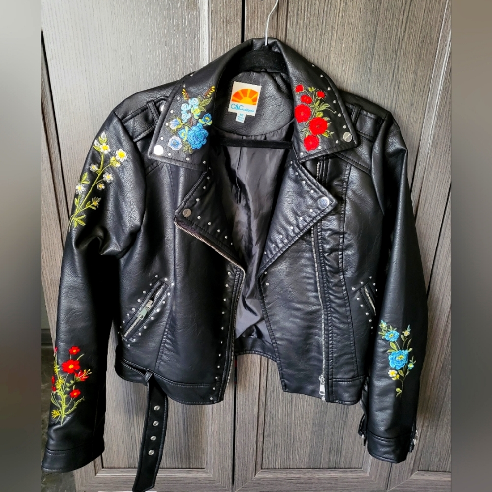 Womens Faux Leather Moto Jacket